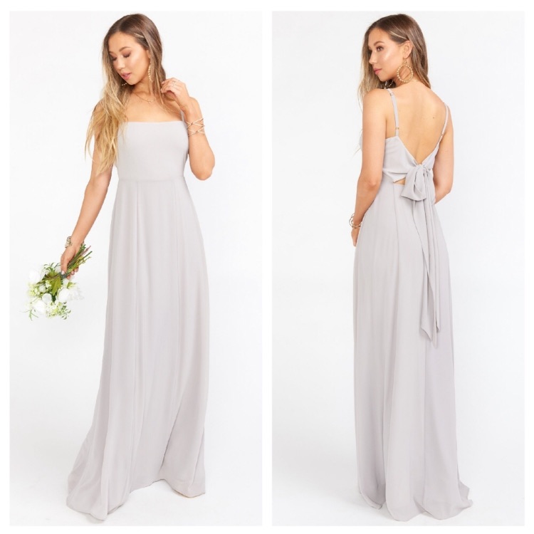 Show Me Your Mumu Lauren Tie Maxi Dove Gray Bridesmaid Dress Size S